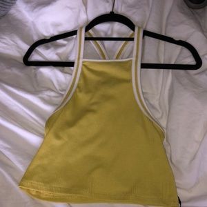 yellow tank top with white straps